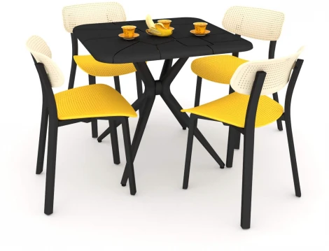 Обеденная группа SHT-DS130 черный/бежевый/желтый Sheffilton 4868896901