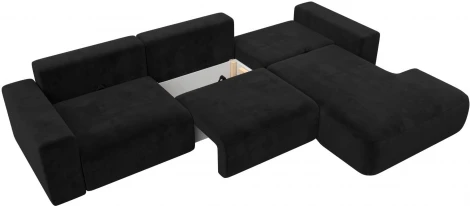 Диван угловой Лига-036 НПБ Классик Лонг правый угол (Черный/Велюр) Лига Диванов арт.121397