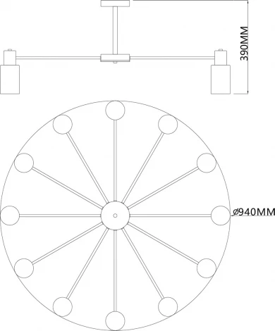 Потолочная люстра на штанге Diversity Escada 2120/12P E14*40W Black (220V)