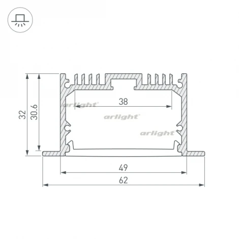 Профиль SL-LINIA62-F-2000 ANOD (Алюминий) 019292 Arlight SL-LINIA