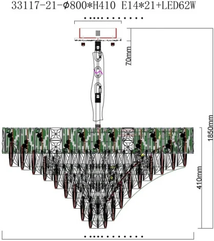 Подвесная люстра Fluorite Delight FL1088-21P (220V, хрусталь, на цепи)
