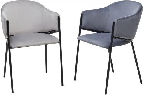 Стул M-City ДИЛЛ, цвет H-09 Светло-серый, велюр / черный каркас
