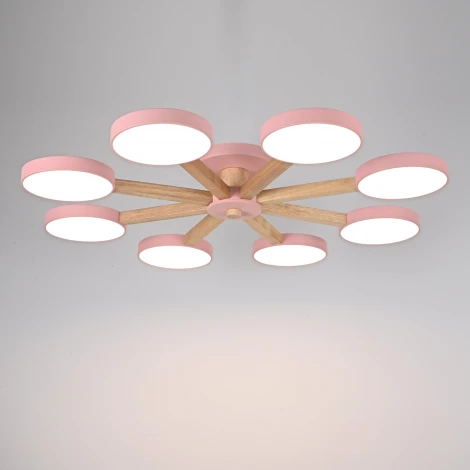 Потолочная люстра Wi-Fi на штанге Turna 8 Pink By ImperiumLoft Turna01 (LED, 220V, пульт управления, голосовое управление, умный дом - Алиса)