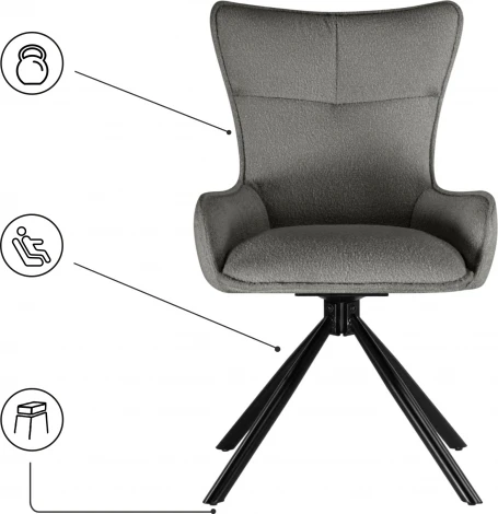 Стул на металлокаркасе Woodville Chicago light gray / black арт.15830