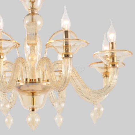 Люстра подвесная Crystal Lux Caetano, 8 ламп, золото с янтарным