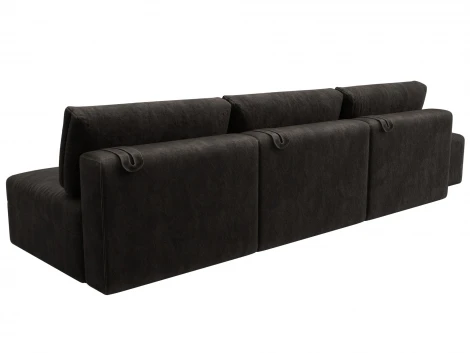 Диван прямой модульный с пуфом Лига-060 НПБ Лонг (ЛДСП,Брус,Фанера/Пластик/Велюр/Коричневый) Лига Диванов 129492