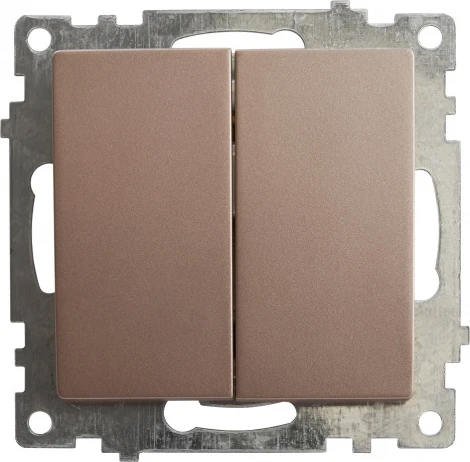 Выключатель двухклавишный (шампань) Stekker Катрин 39592