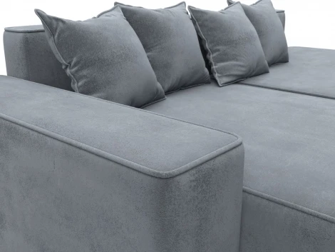 Диван угловой Лига-079 угол левый (ДСП/Пластик/Велюр/Серый) Лига Диванов 129823L