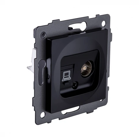 Розетка двойная TV (мама) + RJ45 черный Kollinger REA-012BK для Aspekt, Eleganz, Reflex