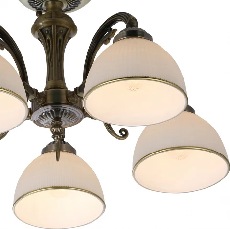 Потолочная люстра на штанге Escada Ballad 2134/5P Bronze 5x40Вт E27, металл/стекло/хрусталь, бронза, белый матовый плафон (220V)