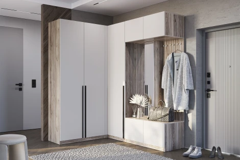 Шкаф БТС угловой Урбан ШКУ-06, Дуб смоки, Кашемир