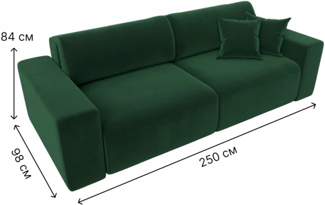 Диван прямой Лига-036 НПБ Классик (Зеленый/Велюр) Лига Диванов арт.121308