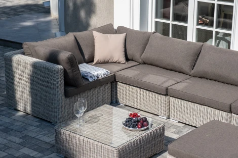 "Лунго" трансформирующаяся лаунж-зона из искусственного ротанга, цвет бежевый 4SIS арт.УТ-00002025