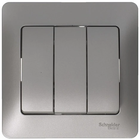 Выключатель встраиваемый трехклавишный (платина) Systeme Electric Glossa GSL001231