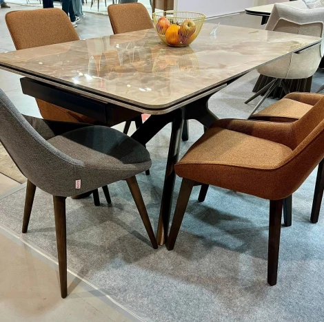 Стол M-City EDER 160 GLOSS AMBER JADE SOLID CERAMIC / Орех