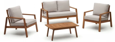 Frares Комплект 2-местный диван, 2 кресла и журнальный столик из массива акации La Forma (ex Julia Grup) арт.158152