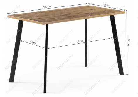 Стол Notta Тринити Лофт 120 25 мм дуб вотан / черный матовый 489614