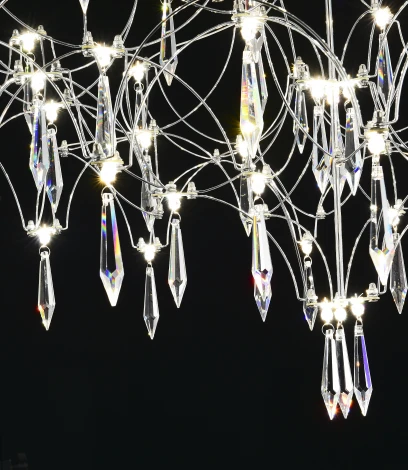 Подвесная люстра светодиодная с пультом и хрустальными подвесками Asfour MyFar Ileria MR2651-57P-76AP