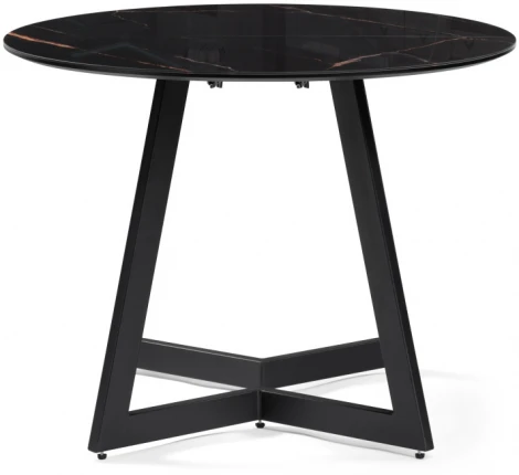 Стеклянный стол Woodville Алингсос 100(140)х100х76 обсидиан / черный 532386