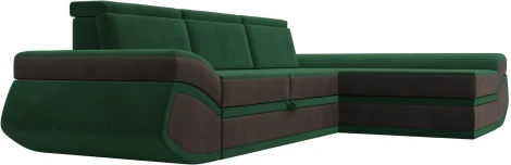 Диван угловой Лига-032 правый угол (Зеленый,Коричневый/Велюр) Лига Диванов арт.121645