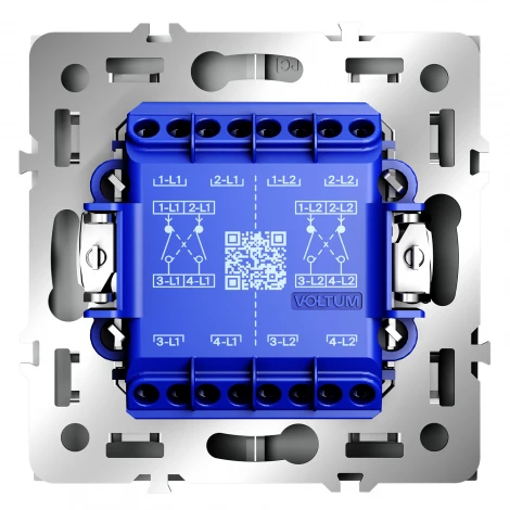 Перекрестный переключатель встраиваемый двухклавишный 10А, (белый матовый) Voltum S70 VLS020502