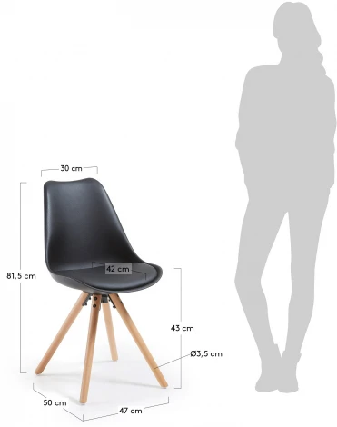 Обеденный стул La Forma (ex Julia Grup) Ralf (Черный/ Сталь,Бук,Полипропилен,Пена,Пластик)