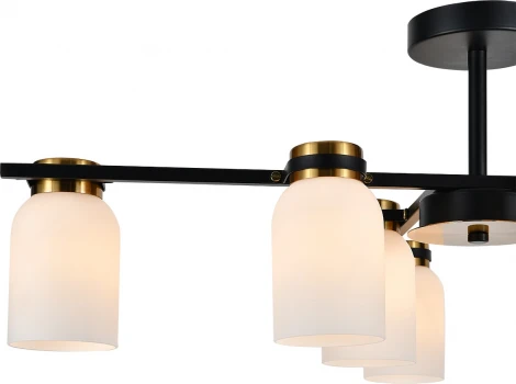 Потолочная люстра на штанге Escada Madison 8x40Вт E14, металл/стекло, черный/бронза, белый (220V)