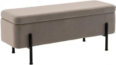 Банкетка Stool Group Болейн с ящиком велюр серый черные ножки арт.УТ000040204