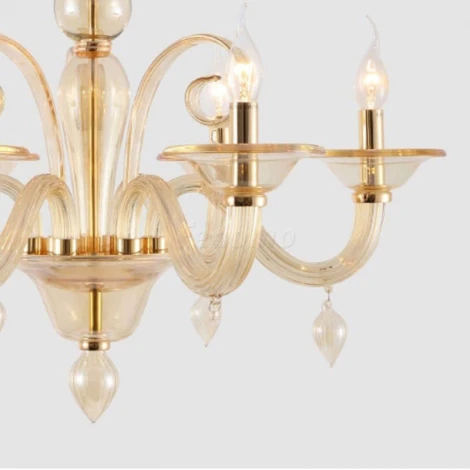 Люстра подвесная Crystal Lux Caetano, 6 ламп, золото с янтарным