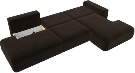 Диван угловой Лига-036 НПБ Модерн Лонг правый угол (Коричневый/Микровельвет) Лига Диванов арт.121417