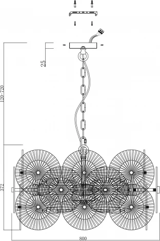 Подвесная люстра Maytoni Aster MOD007PL-10G (220V, на цепи, круглые)