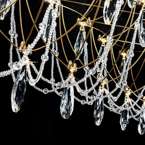 Подвесная люстра светодиодная хрустальная с пультом с регулировкой цветовой температуры Modelux ML.5603.1200P BS