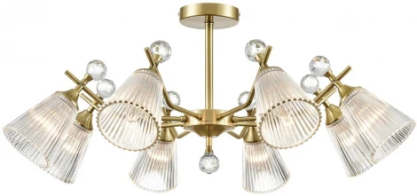 Потолочная люстра на штанге Lumion Aurica 8046/8C латунь/прозрачное стекло Е14 8*40W 220V