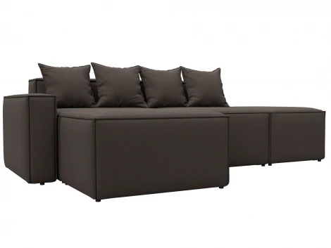 Диван угловой модульный Лига-063 угол левый (ДСП/Пластик/Рогожка/Коричневый) Лига Диванов 129784L