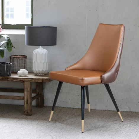 Стул Lucas, экокожа коричневый, золотистый декор на ножках Top Concept LUCAS 2000000000299