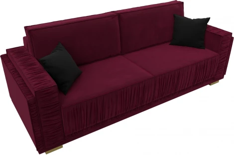 Диван прямой Лига-044 (Бордовый,Черный/Микровельвет) Лига Диванов арт.122257