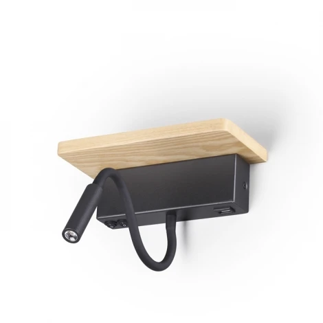 Настенный светильник с полкой на гибкой ножке для чтения с usb Odeon Light Woody 3868/8WL (LED, 220V, выключатель)