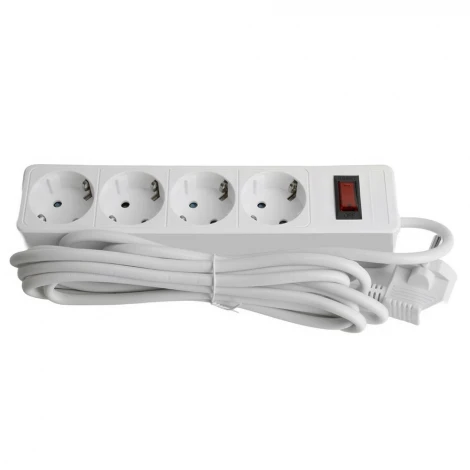 Сетевой фильтр 4-х местный с заземлением 5 метров (белый) Stekker Optima 50091