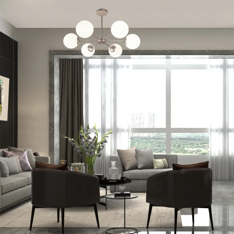 Потолочная люстра на штанге Escada Ethereal 2110/6P Nickel E14*40W Satin nickel (220V, шарики)