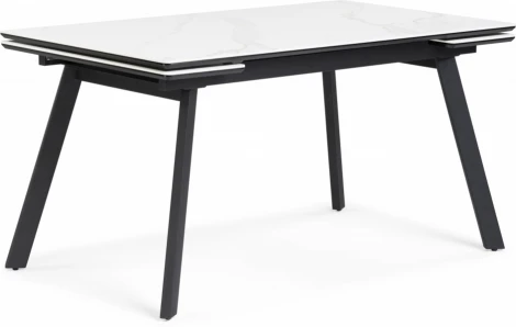 Керамический стол Notta Норман 140(200)х80х75 белый мрамор alpin white / черный арт.612197