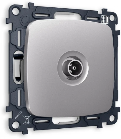 Комплект механизма Ambrella Volt TV розетки проходной OMEGA MO513030 Сталь матовый 5-1000 MHz 4dB QUANT