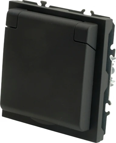 Розетка без заземления с защитной крышкой (черный) Stekker Эмили 49852