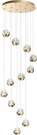 Каскадная люстра Odeon Light Sono 5101/60L под латунь/прозрачный/акрил LED 60W (12*5W) 4000K (220V, на проводе)