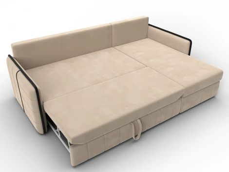 Диван угловой Лига-078 угол универсальный (ДСП/Пластик/Велюр/Бежевый,Коричневый) Лига Диванов 130986