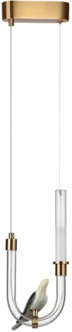 Подвесной светильник Odeon Light Lark 5431/2L золотой(под латунь)/белый градиент/беж./зеленый/ металл/стекло/керамика LED 2W 4000K (220V, на проводе, птички)