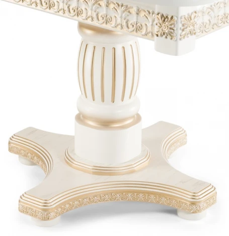 Стол деревянный Woodville Морнит 220(320)х110 слоновая кость / золото