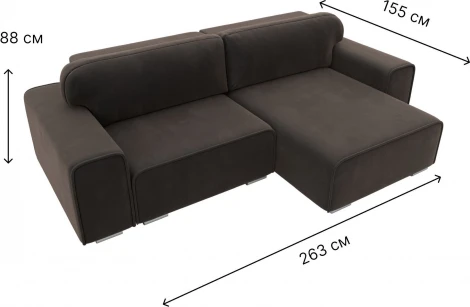 Диван угловой Лига-029 правый угол (Коричневый/Велюр) Лига Диванов арт.121927