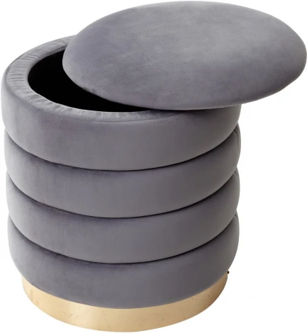 Пуф для гостиной ФРЕД серый #27, велюр / золотой каркас М-City