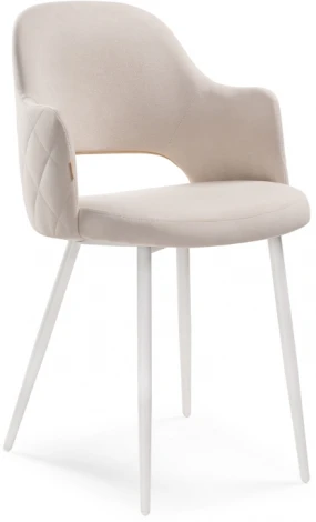 Стул Woodville на металлокаркасе Гутрид прошивка ромбы сзади белый / бежевый 504180