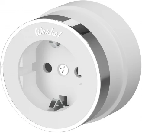 Розетка с заземлением Vintage (белый матовый/хром) Werkel W5871050 (a055918)